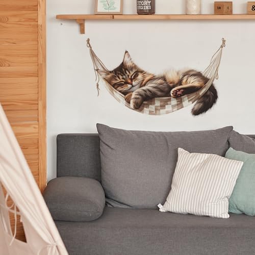 Vinilo adhesivo decorativo de gato descansando en hamaca miniatura 5