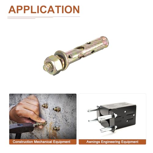 1434 x 234 hex nut sleeve anchors - 30pack - good for concrete dry brick block walls - carbon steel - gold
