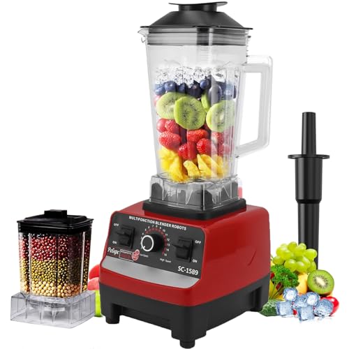 4500W Countertop Blender, Professional Food Processor, 2L Large Capacity Jug Blender with Spare 600ml Grinding Cup, 15 Speed Smoothie Blender for Smoothies, Shakes, Frozen Drinks, Ice, Sauces