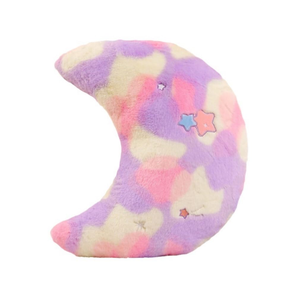 Xshelley 45 cm Rainbow color moon Plush Pillows,soft Stuffed Plush Toys Cushion, Moon Shape Bedroom Home Decorative Dream Colorful Pillow Girls Gift