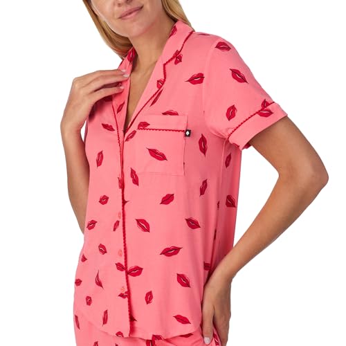 Image of kate spade new york Short Sleeve Brushed Jersey Notch Boxer Pajama Set