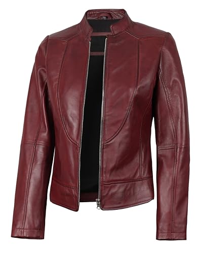 fjackets Leather Jacket Women - Cafe Racer Real Women's Leather Jackets Stylish Lambskin Leather Jacket For Womens