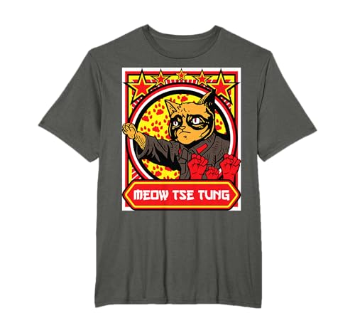 Meow Tse Tung Chinese Mao Zedong Chairman Kitten Meme Cat Maglietta