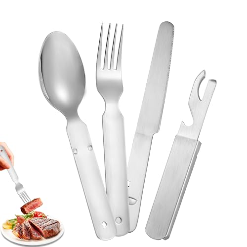 Bundeswehr Besteck 4-Teilig Edelstahl Camping Besteck Vier-in-Einem Mehrzweck Reisebesteck