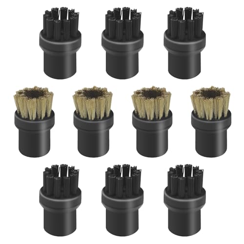Steam Cleaner Attachments, 10 PCS Steam Cleaner Brush Head, Brass Brush Head Accessories for Karcher SC1 SC2 SC3 SC4 SC5 SC7 CTK10（4 PCS Brass Brushes + 6 PCS Nylon Brushes）