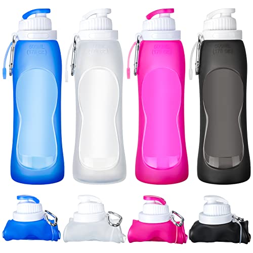 Bouteilles d'eau pliables en silicone incassables et légères 4x500ml