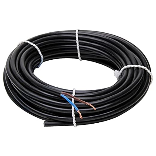 Kopp 152210845 - Cable eléctrico (H03 VV-F, 2 x 0,75 mm², 10 m), Color Negro