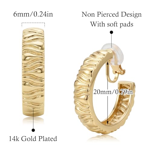 Image of Clip on Earrings for Women, 14K Gold Small Gold Hoop Earrings, Hypoallergenic Non Pierced Hoop Earring for Women