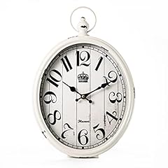 Musaoz Oval Wall Clock Metal 16 inch Large Battery Operated Retro Wall Clock Old Fashioned Antique