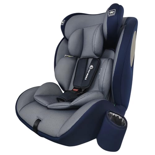 ＧＵ ＭＯＤＥ チャイルドシート ジュニアシート 1歳頃～12歳(身長76-150cm) R129適合 5年保証 保温保冷ドリンクホルダー付き ロングユース ヘッドレスト13段階調整可能 取付簡単 メッシュタイプ (ブルー)の画像