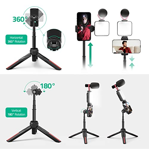Smartphone Video Vlogging Kit with LED Light, Phone Holder, Microphone, Tripod, Carry Bag, TECELKS YouTube Starter Kit for iPhone/Android, Content Creator Kit for Video Recording Vlogging(Black) - Image 5