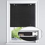 LazBlinds No Tools-No Drill Blackout 1' Aluminum Mini Blinds for Window Size 35'' W x 64'' H, Corded...
