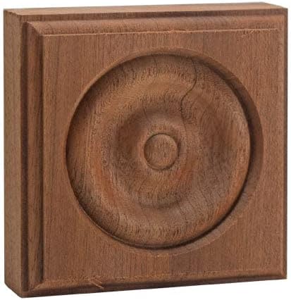 Miniatura 5 de Bloque de roseta de esquina de carcasa de madera dura 1" x 3" cuadrado EWAP30, roble rojo