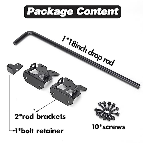Image of Heavy Duty 18 Inch Cane Bolt, Soild Steel 18'' Gate Drop Rod for Wooden Fence, Gate Stopper Hardware for Wooden Fences Metal Doors-(Black Finish,1 Pack)
