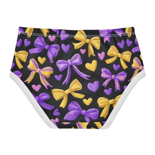 Wusikd Yellow Purple Ribbons Girls' Underwear Cotton Bows Hearts Girls Briefs Soft Toddler Underwear 2T2