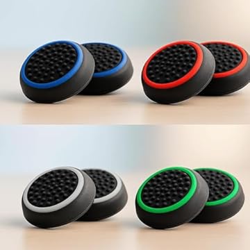 Grip de Silicone para Controle, 5 Pares, Compatível com PS3 PS4 PS5 Xbox, Protetor Analógico com Anéis Coloridos, Preto