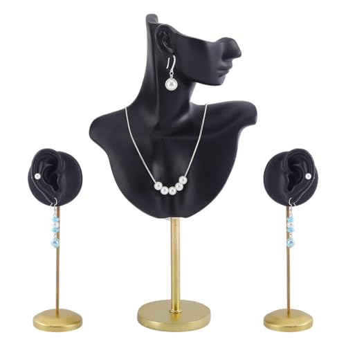 HOBBIESAY 1 ensemble de bijoux de poupée en résine noire - Présentoir à bijoux - Buste - Collier - Présentoir - Présentoir à bijoux - Présentoir à...