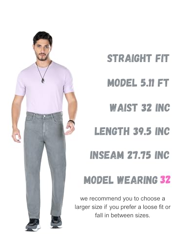 Image of Men's Straight Fit Stylish Non Stretch Mid Rise Pure Cotton Crafted with Premium Fabric Relaxed Jeans Available in Variety of Colour