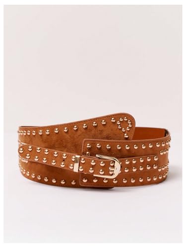 SHENHE Women's Faux Suede Western Cowgirls Belts Rivet Studded Country Wide Waist Belt2