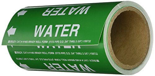 Marqueurs de tuyau Water autocollants Brady B-946 pour industrie