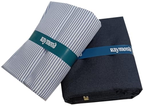 Image of Raymond Premium Unstitched Formal Shirt Fabric, Cotton Blend Stripes, 150 x 150 cm, Regular Fit, Professional Wear Collection