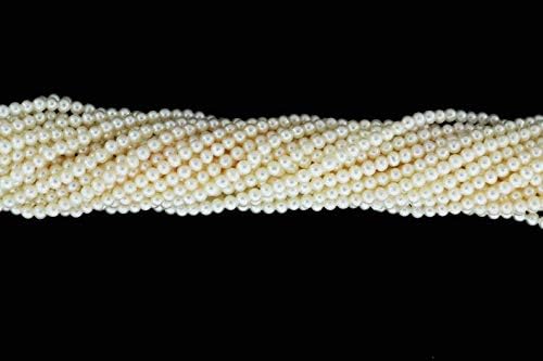 White Freshwater Pearl 3mm Smooth Rounds 16" Bead Strand