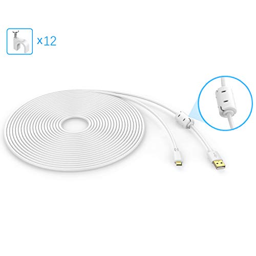 Micro USB Charging Cable 26ft, Power Extension Gold Plated with Ferrite Ring Core for Security