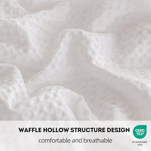 Jessrydo Waffle Duvet Cover Queen Size Soft Breathable Cooling Luxury 3 Pcs Waffle Bedding Set With 1 Waffle Weave Duvet Cover And 2 Pillowcases thumb #3