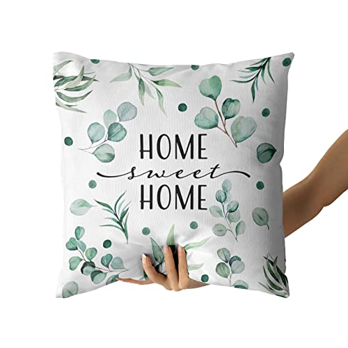 Giwawa Home Sweet Home Throw Pillow Covers Set Of 2 Green Leaves Pillow Cases 18 X 18 Inch Couch Cushion Cover For Room Sofa Chair Decor #TOP3