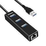 LYFNLOVE Aluminum 3-Port USB 3.0 Hub with RJ45 Gigabit Ethernet Port LAN Network Adapter for Surface Pro 4 Laptop, PC, Computer, USB Flash Drive and More