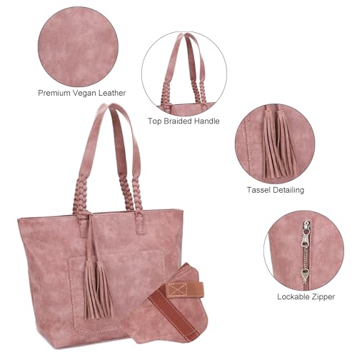Bolso Tote Helena con asas trenzadas y borlas miniatura 6