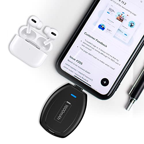 Keychain Portable Charger For Iphone, Mini Power Bank Subcompact Emergency Power Pod External Fast Charging Battery Pack, 1600Mah Key Ring Cell Phone Charger For Iphone 14/13/12/11/Pro Max/X/8/7/6S/Se #TOP1