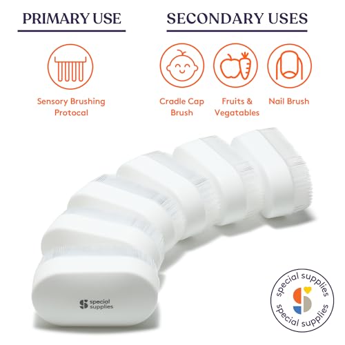 Special Supplies Sensory Brush Therapressure Therapy Brush for Occupational and Sensory Brushing, Stimulating and Calming Tools for Kids and Adults, Soft Flexible Bristles, Latex Free (6 Pack)