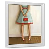 ArtDirect She Liked to Rustle Her Red Crinoline 36x45 Huge White Modern Wood Framed Canvas Giclee Art by Hill, Janet