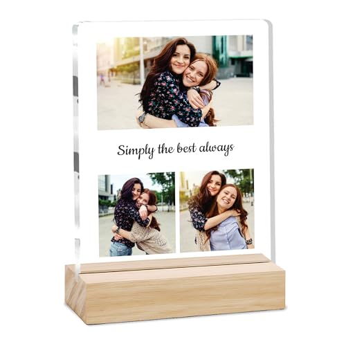 Image of Giftplease Customized Photo Frame with Text & Wooden Stand | Personalised Printed Photo Frame Gift for Sister | Birthday, Tabletop D cor | Customized Photo Gift (6x8 Inches) SIS 11