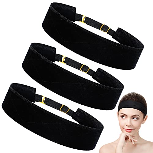 3 Pieces Adjustable Headwear Wig Grip Headbands for Women Fastener Velvet Wig Band Head Hair Band Comfort Adjustable Hair Accessories Non Slip Hair Band, Keep Wig Comfortably Secured