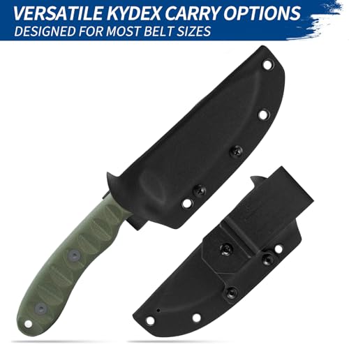 FINTISO Nazar Fixed Blade Knife with Kydex Sheath, 4.24