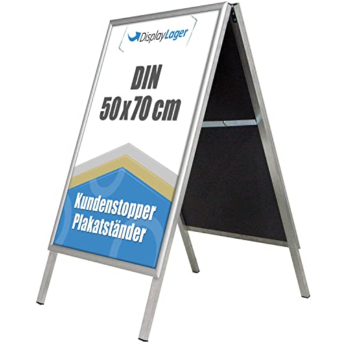 DisplayLager - Butée de client BUDGET en aluminium - Argent, pour usage intérieur, double face (2 affiches) (50 x 70 cm) Cover