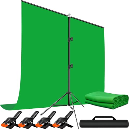 Heysliy Green Screen Background with Stand 2x2M/6.5x6.5Ft,1.5 x2M GreenScreen Photography Backdrop Kit for Gaming,Photo Studio,Stream,Chroma Key