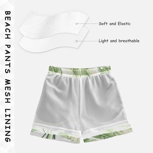 Plantain Leaf Pattern Boys Swim Trunks, Quick Dry Toddler Beach Shorts Boy Swimwear Bathing Suit4