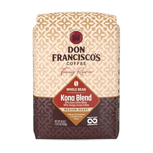 Don Francisco's Kona Blend Whole Bean Coffee, Medium Roast – 100% Arabica Coffee, 18 oz Bag