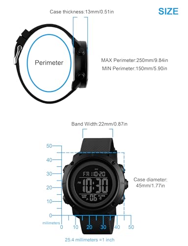 Digital Watch Sports Waterproof Military Back Light Small Watch for Men Black 1426 - Image 7