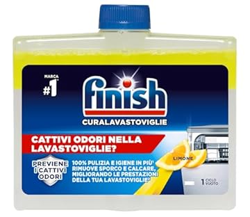 Finish Curalavastoviglie, Additivo Lavastoviglie, 1 Prodotto per Pulizia Lavastoviglie da 250 ml, Cura Lavastoviglie al Limone
