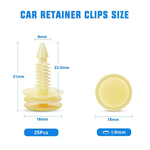 Yesker 25Pcs Door Trim Panel Clips Car Retainers Clips, Gm Front Door Trim Panel Retainers Clip Automotive Body Parts Replacement For Gm 10153057 Chevy Buick Gmc Jimmy Pontiac Grand Prix 8Mm Hole #TOP2