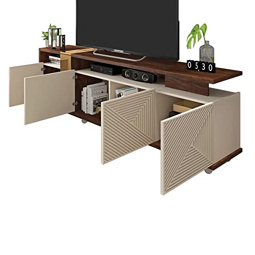 Bancada Para Tv 75 Columbus Caemmun Cor Havana Off White