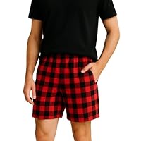Shorts Bermuda Pijama Flanelado Masculino Confortável com bolso do M ao G1 (Vermelho, M)