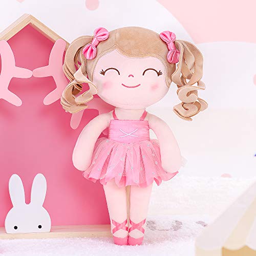 Gloveleya Bonecas Baby Girl Presentes Boneca de Balé Encaracolada Pelúcia Macia Rosa 33 cm com Caixa
