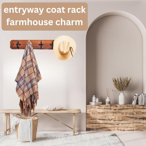 Black Saddle 0424 Rustic Coat Rack Wall Mount With Horseshoe Hooks thumb #3
