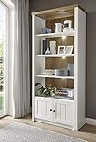 Versand via Hermes Spedition Regal Tesorino I Holznachbildung Pinie Weiss Applikationen Eiche hell 90x198x43cm Standregal Bücherregal Standregal Wohnzimmerregal Wohnen robust Beleuchtung mit Beleuchtung