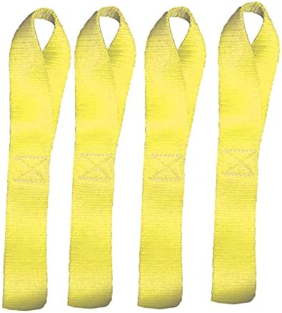 AsgenoX 4 Pack Yellow Soft Loop Tie Down Straps - 45000 Lbs Breaking Strength - Loops for Securing ATV, Motorcycles, UTV, Dirt Bikes,Scooters, Lawn & Garden Equipments